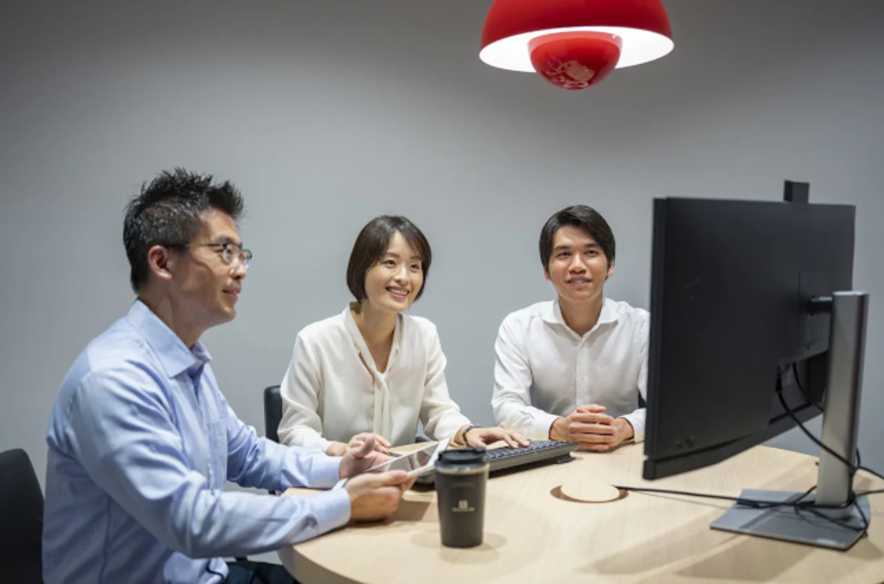 employees on a desk